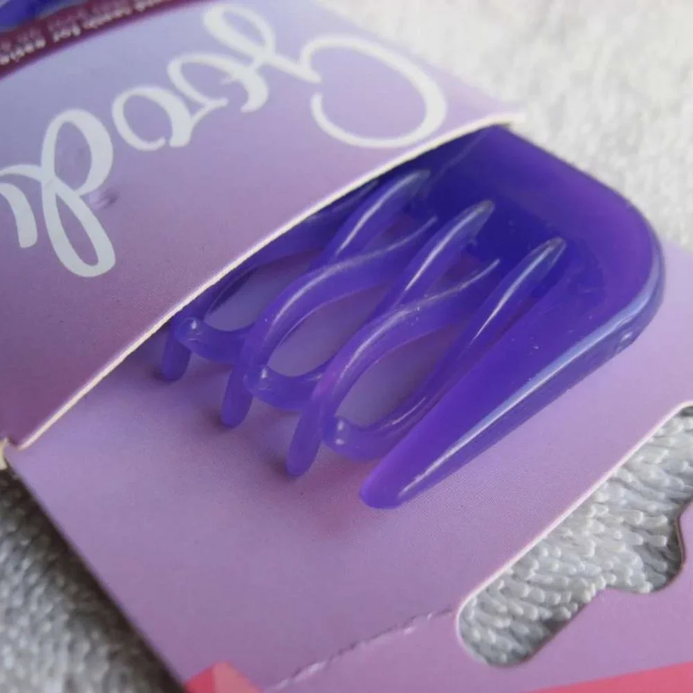 Goody Purple Plastic Frame Handle Curved Wide Teeth Detangling Hair Comb Wet Dry
